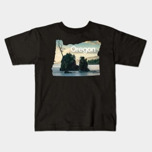 Oregon Destination Landscape Sticker - Crab Rock Kids T-Shirt